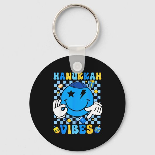 Groovy Hanukkah Vibes Chanukah Pajama Happy Hanukk Schlüsselanhänger (Vorderseite)