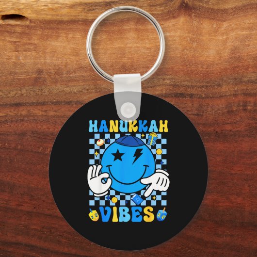 Groovy Hanukkah Vibes Chanukah Pajama Happy Hanukk Schlüsselanhänger (Vorderseite)