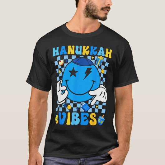 Groovy Hanukkah Vibes Chanukah Pajama Happy Hanukk T-Shirt (Vorderseite)