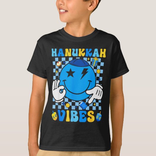 Groovy Hanukkah Vibes Chanukah Pajama Happy Hanukk T-Shirt (Vorderseite)