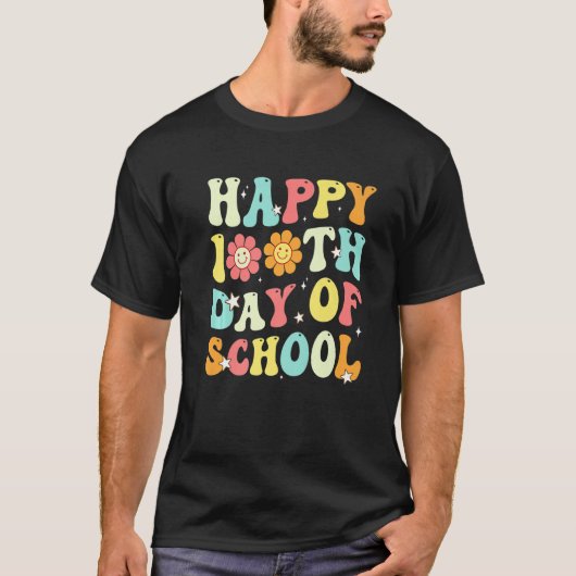 Groovy Happy 100th Day of School Cute Students Kid T-Shirt (Vorderseite)