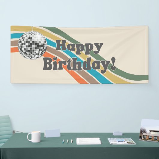 Groovy Happy Birthday Banner (Messe)