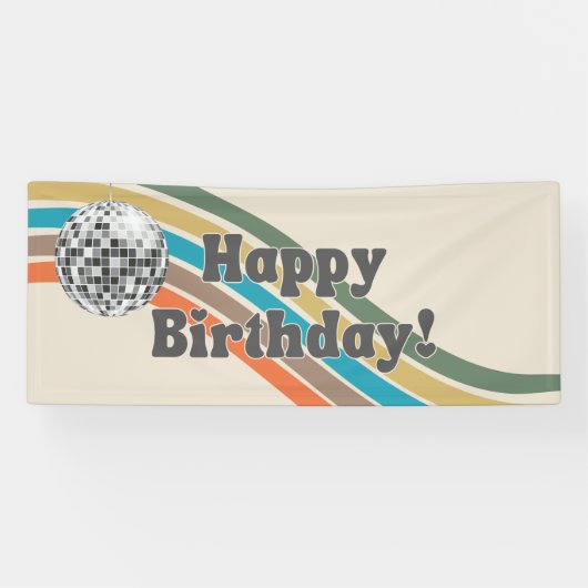Groovy Happy Birthday Banner (Horizontal)