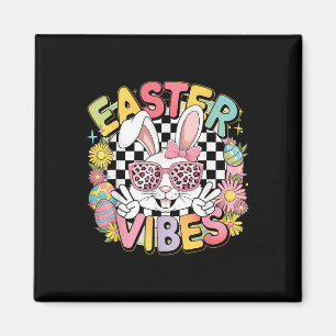 Groovy Happy Easter Vibes Bunny Girls Magnet