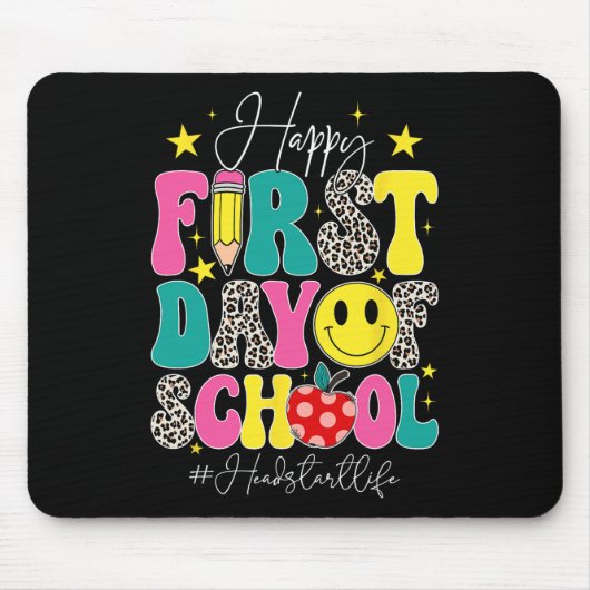 Groovy Happy Erster Schultag Headstart Leben Er Mousepad (Vorne)