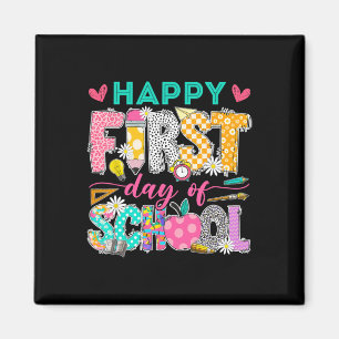Groovy Happy Erster Schultag Zurück zur Schule St Magnet
