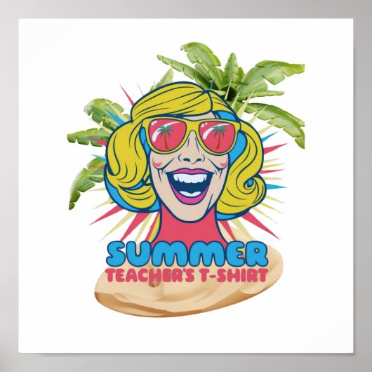 Groovy Happy Face Summer Vibes Poster für Lehrer (Vorne)