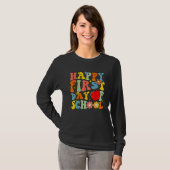 Groovy Happy First Day Of School Back To School Te T-Shirt (Vorne ganz)