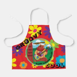 Groovy Happy Guitar Bear überall auf der Print-Sch Schürze