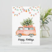 Groovy Happy Holidays 70er Weihnachtskarte Feiertagskarte (Stehend Vorderseite)