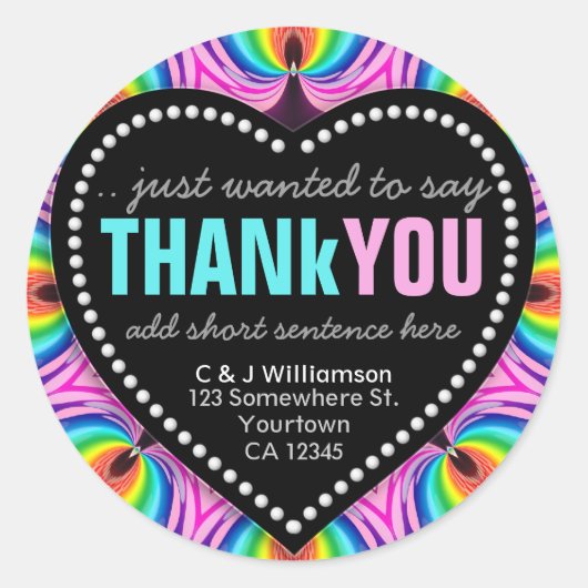 Groovy Happy Neon Fun Vielen Dank für Ihr Round St Runder Aufkleber (Vorderseite)