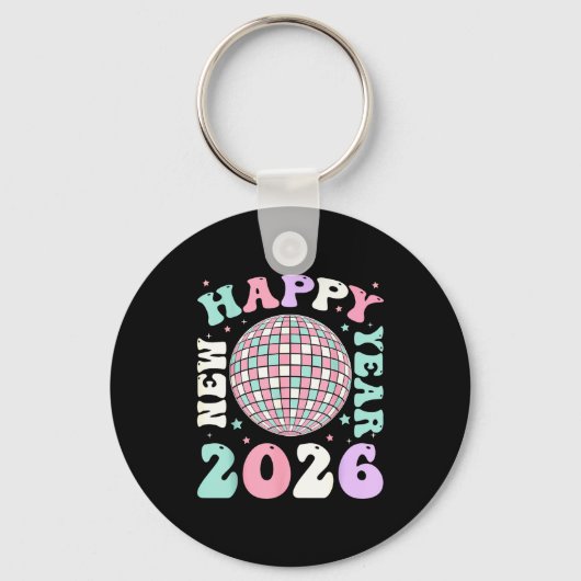 Groovy Happy New Year 2026 Disco Ball New Years Ev Schlüsselanhänger (Vorderseite)