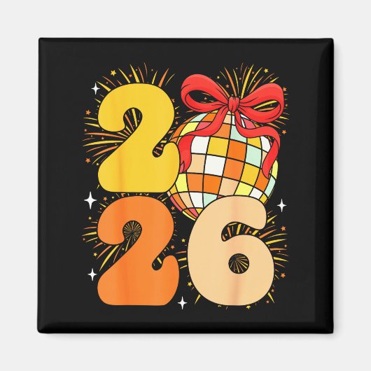 Groovy Happy New Year 2026 New Years Eve Party Men Magnet (Vorne)