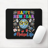 Groovy Happy New Year 2026 Nurse Life Disco Ball F Mousepad (Mit Mouse)