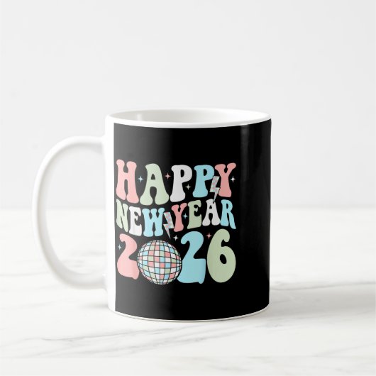 Groovy Happy New Year 2026 Party Cute New Years Ev Kaffeetasse (Links)