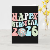Groovy Happy New Year 2026 Party Cute New Years Ev Karte (Gelbe Blume)