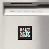Groovy Happy New Year 2026 Party Cute New Years Ev Magnet (In Situ (Geschirrspüler))