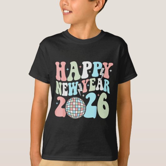 Groovy Happy New Year 2026 Party Cute New Years Ev T-Shirt (Vorderseite)