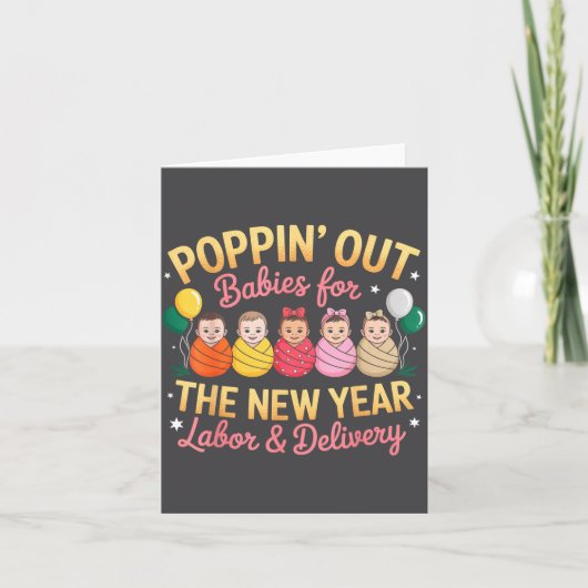 Groovy Happy New Year Labor And Delivery L&d N Karte (Vorderseite)