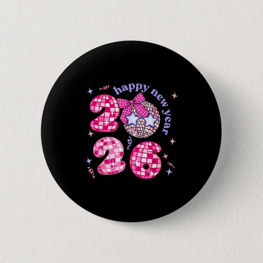 Groovy Happy New Year Party 2026 Girls Kids Toddle Button (Vorderseite)