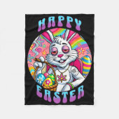 Groovy Happy Oaster Bunny Smoking Weunny Funny Fleecedecke (Vorderseite)