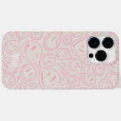 Groovy Happy Retro Smile-Gesichtsmuster Sandrosa Case-Mate iPhone Hülle (Rückseite (Horizontal))