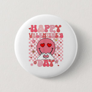 Groovy Happy Valentines Day Mens Womens Couple Mat Button