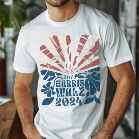 Groovy Harris und Walz 2024 Amerikanische Flagge T-Shirt