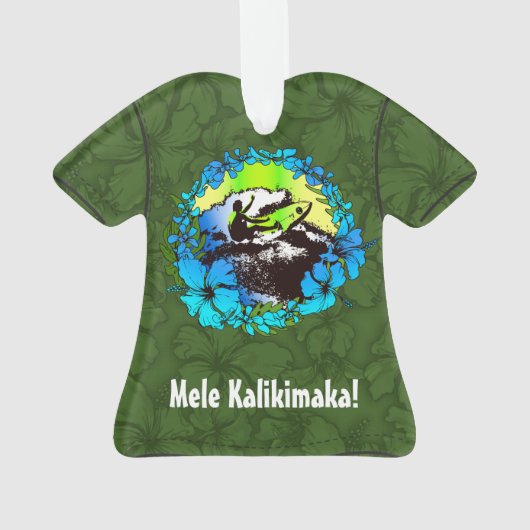 Groovy Hawaiian Surfer 1960er Retro Aloha Shirt Ornament (Rückseite)