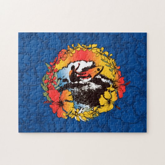 Groovy Hawaiian Surfer 1960er Retro Graphic Puzzle (Horizontal)