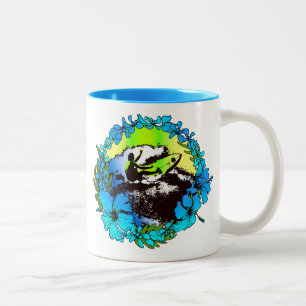 Groovy Hawaiian Surfer 1960er Retro Graphic Zweifarbige Tasse