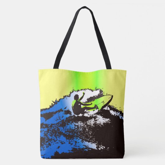Groovy Hawaiian Surfer 60er Retro Monogram Beach B Tasche (Rückseite)