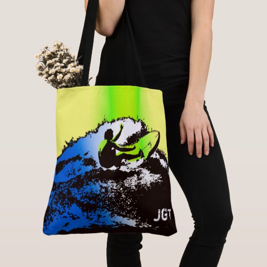 Groovy Hawaiian Surfer 60er Retro Monogram Beach B Tasche (Von Nahem)