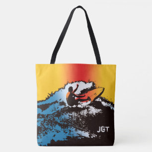 Groovy Hawaiian Surfer 60er Retro Monogram Beach B Tasche
