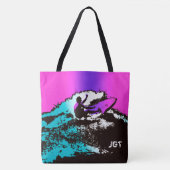 Groovy Hawaiian Surfer 60er Retro Monogram Beach B Tasche (Vorderseite)