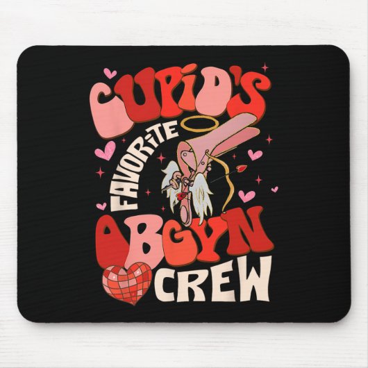 Groovy Heart Disco Cupids Lieblings Obgyn Crew Val Mousepad (Vorne)