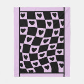 Groovy Heart Shape Checkerboard, Y2K 90s Fleecedecke (Vorderseite)