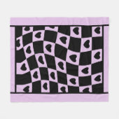 Groovy Heart Shape Checkerboard, Y2K 90s Fleecedecke (Vorderseite (Horizontal))