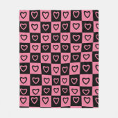 Groovy Heart Shape Checkerboard, Y2K 90s Fleecedecke (Vorderseite)