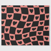 Groovy Heart Shape Checkerboard, Y2K 90s Wrappin Geschenkpapier (Flach)