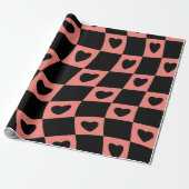 Groovy Heart Shape Checkerboard, Y2K 90s Wrappin Geschenkpapier (Ungerollt)