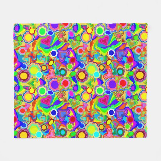 Groovy Hearts Blume Fleecedecke (Vorderseite (Horizontal))