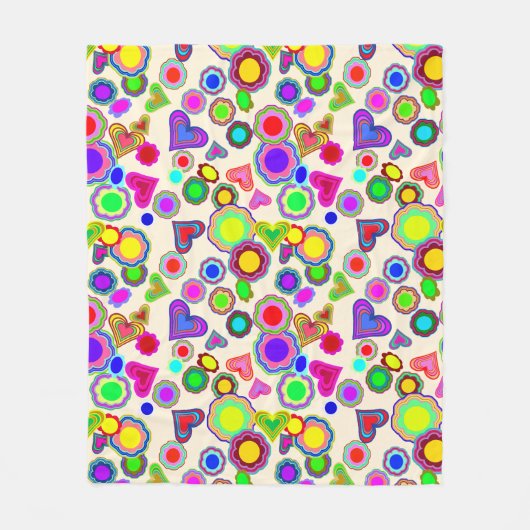 Groovy Hearts Blume Fleecedecke (Vorderseite)