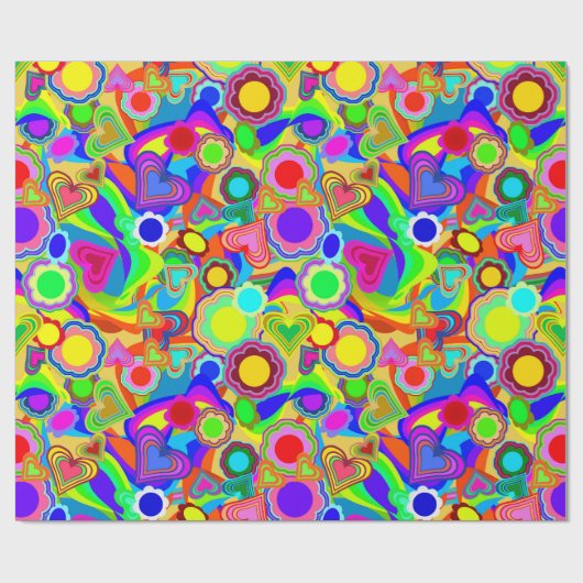 Groovy Hearts Blume Geschenkpapier (Flach)