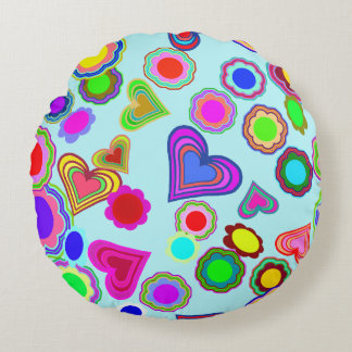 Groovy Hearts Blume Rundes Kissen