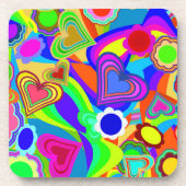 Groovy Hearts Blumen Getränkeuntersetzer (Vorderseite)