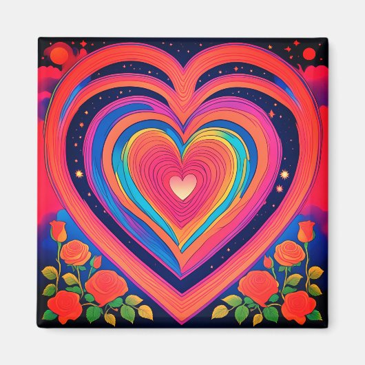 Groovy Hearts & Galactic Rose Magnet (Vorne)