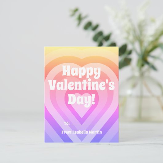 Groovy Hearts Kinder Unterricht Valentinstag Feiertagskarte (Stehend Vorderseite)