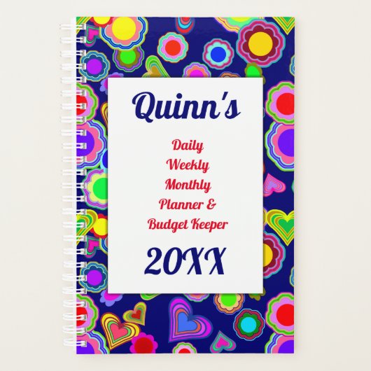 Groovy Hearts und Blume Planer (Vorderseite)