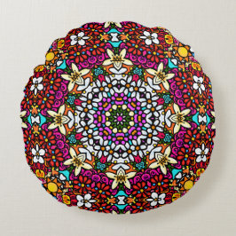 Groovy Heavenly Flower Power Rundes Kissen